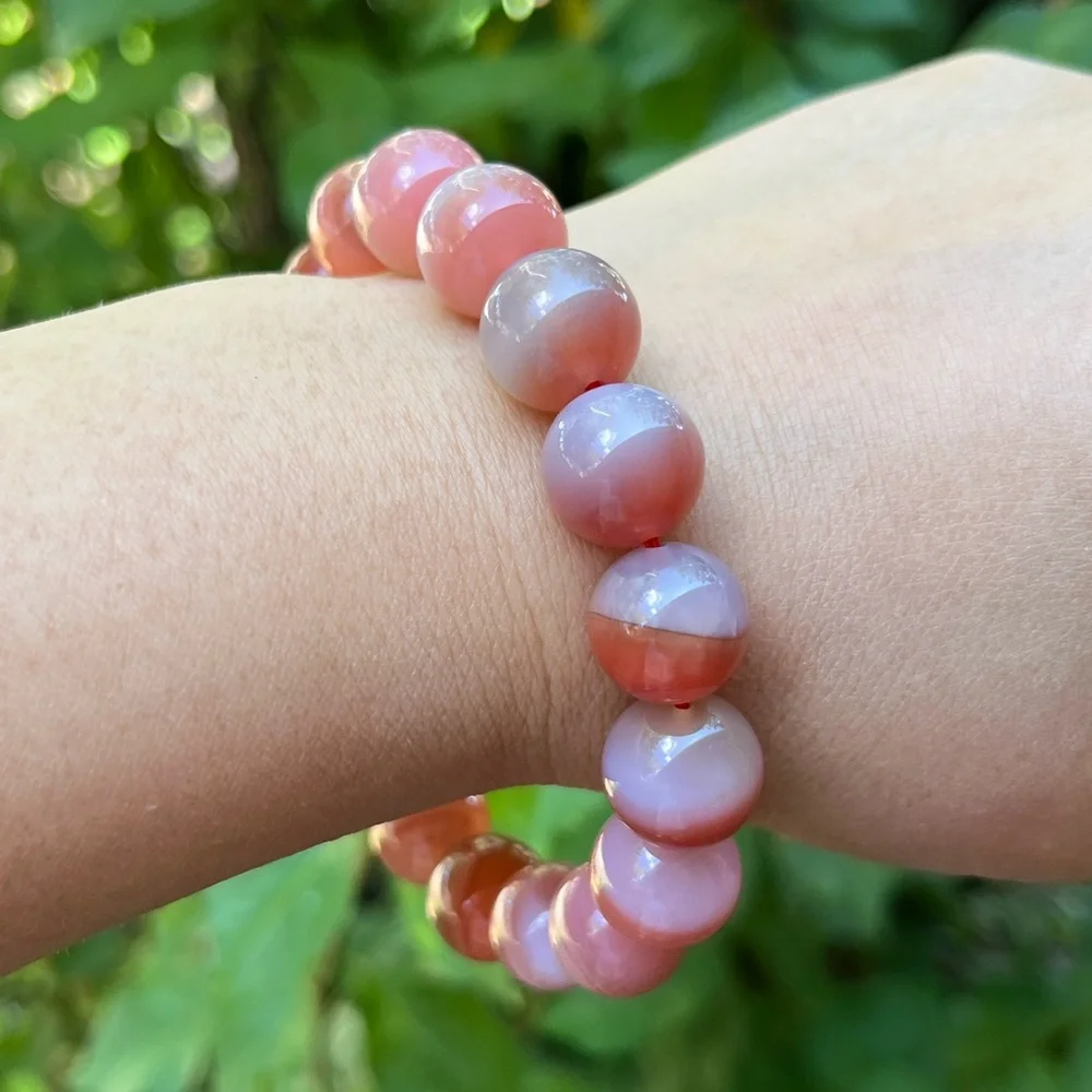 12.5mm Stretchable‎ Red Yanyuan agate bracelet 1485
